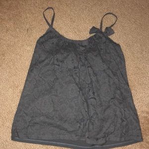 gray bow and lace tank